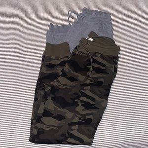 Two pairs of men’s joggers - camo and grey